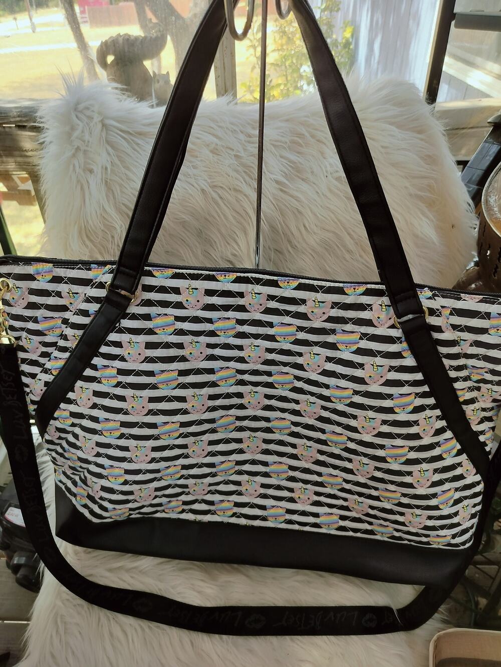 5900) Luv Betsey Johnson Quilted Unicorn Cat Weekender Large Travel Bag